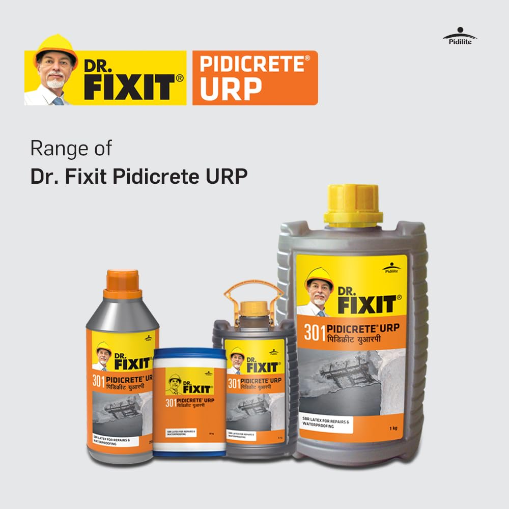 Dr.Fixit 301 SBR Latex Pidicrete URP, SBR Latex For Waterproofing & Repairs - 1Kg (Grey)