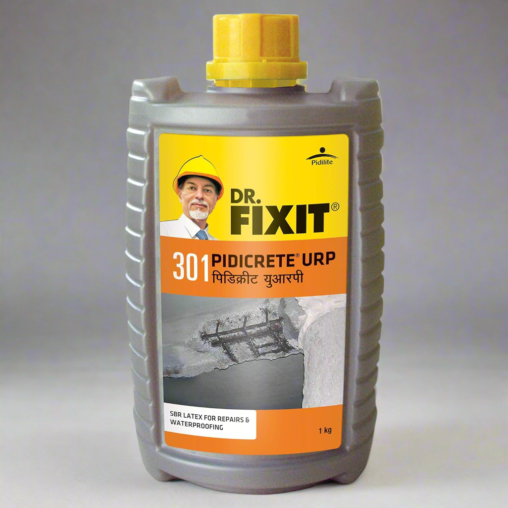Dr.Fixit 301 SBR Latex Pidicrete URP, SBR Latex For Waterproofing & Repairs - 1Kg (Grey)