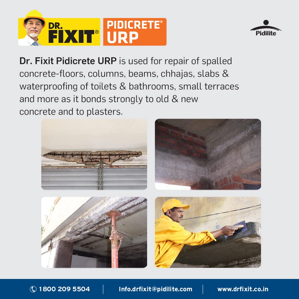 Dr.Fixit 301 SBR Latex Pidicrete URP, SBR Latex For Waterproofing & Repairs - 1Kg (Grey)