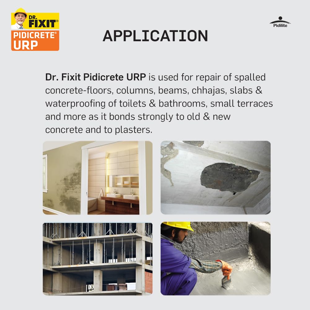 Dr.Fixit 301 SBR Latex Pidicrete URP, SBR Latex For Waterproofing & Repairs - 1Kg (Grey)