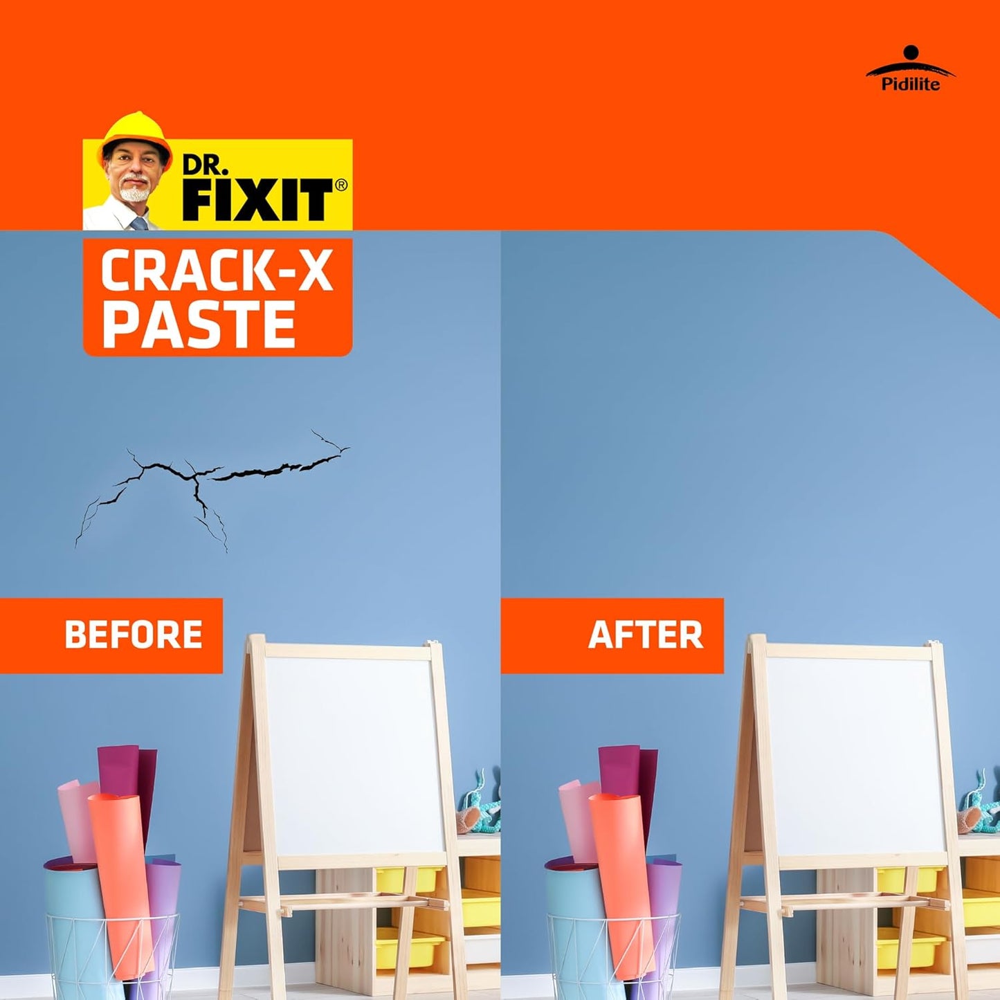 DR. FIXIT 201 Crack X Paste-1Kg, Ready to use crack filler for internal & external surface cracks on roofs,wall, Flexible Putty with excellent Bonding